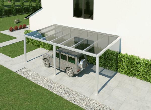 Carport Alu mit Glas in weiss 3x3,5m