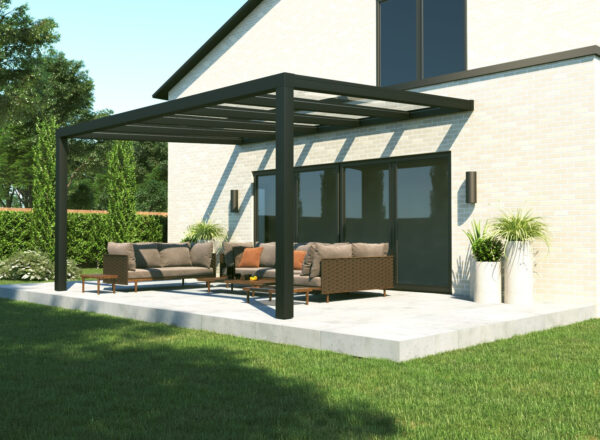 Terrassenüberdachung Alu mit Glas in anthrazit 3x4,5m